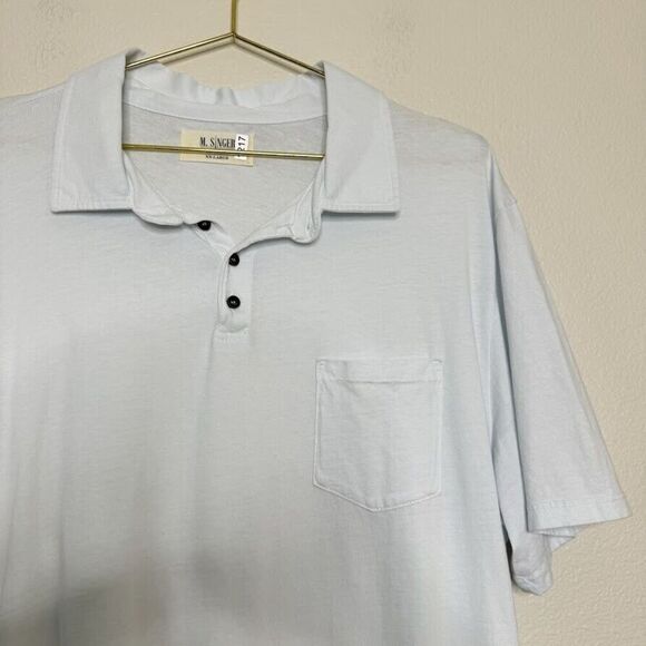 M. Singer Golf Polo Shirt Mens Size 2XL Light Blue Made in USA $145 Classic Fit - Picture 5 of 12